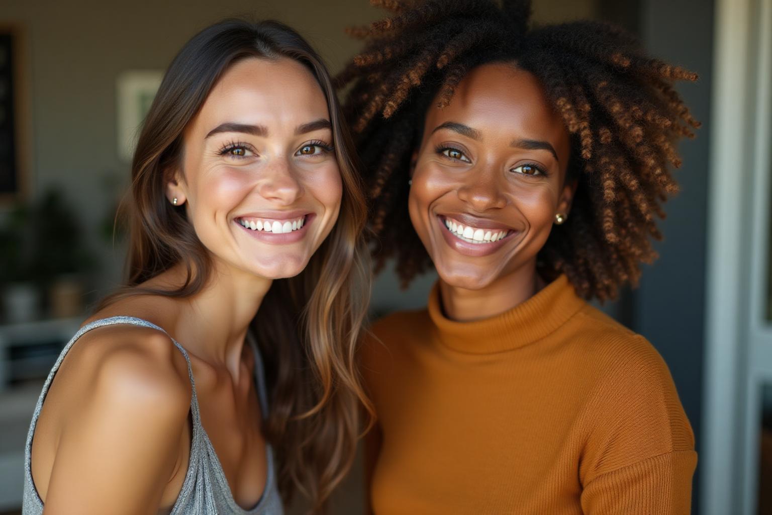 Duas mulheres sorridentes representando segurança e confiança